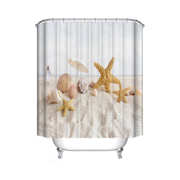 180x180cm Bath Waterproof Shell Starfish Beach Bathroom Shower Curtain Carousel 1