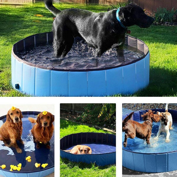 80x20cm Folding Paddling Pool PVC Pet Bathtub Dogs Cats Puppy Shower Swimming Po Carousel 9