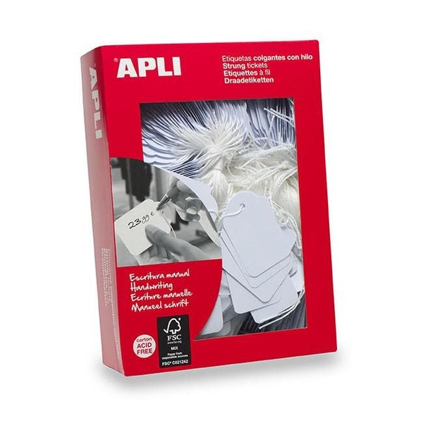 Apli handwriting strung tickets 00384 9x24mm 1000 box Carousel 1