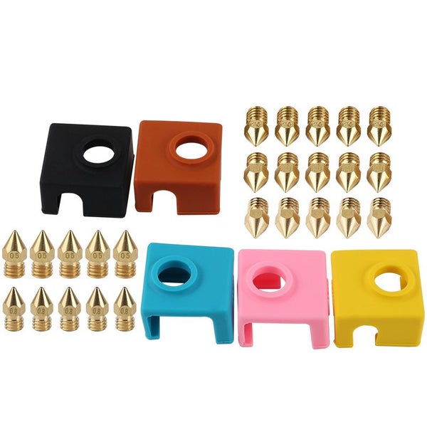 0 . 2 / 0 . 3 / 0 . 4 / 0 . 5 / 0 . 8mm MK9 Nozzle 5pcs Kit + Silicone Case for Carousel 2