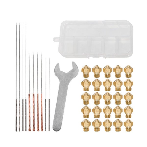 One Box MK10 Brass Nozzle and Maintenance Kit 25Pcs 0 . 2 - 1 . 0mm Nozzle with Carousel 1