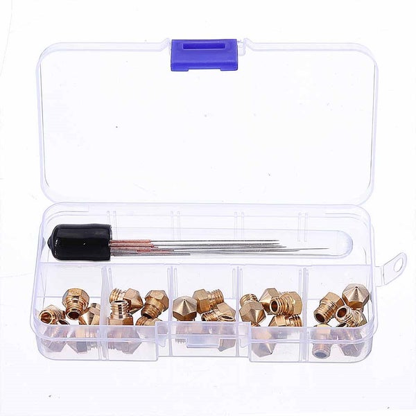 One Box MK10 Brass Nozzle and Maintenance Kit 25Pcs 0 . 2 - 1 . 0mm Nozzle with Carousel 2