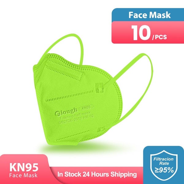 10 pieces Elough Green KN95 masks HX-02 - 5 layer protection GB2626-2019 Carousel 1