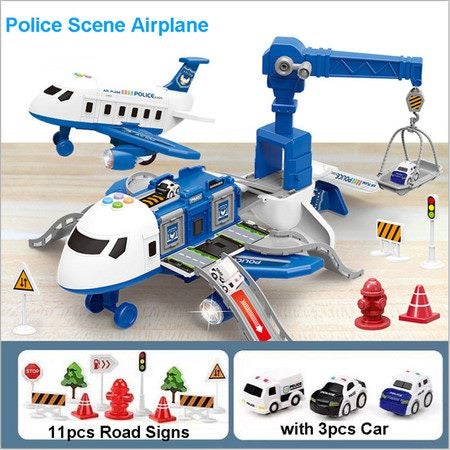 Large Size Passenger Plane Deformation Music Simulation DIY Track Inertia Toy Carousel 2
