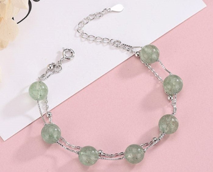 Natural Crystal Bracelet In Sterling Silver White Gold Plated Carousel 1