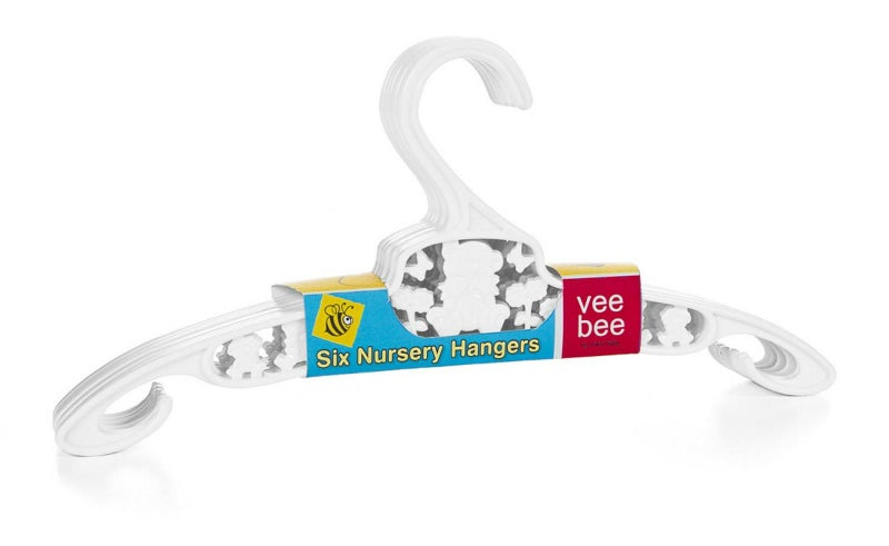 VeeBee Plastic Baby Clothes Hangers, 6 Pack (White) Carousel 1