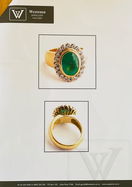 ONE OF A KIND 18ct EMERALD DIAMOND RING Carousel 2