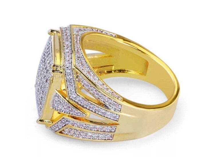 Gorgeous Men's CZ Diamond Ring / 18KGP Gold - S11 Carousel 2