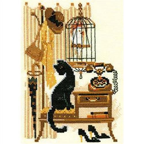 Riolis Cat with Telephone - Cross Stitch Kit Carousel 1