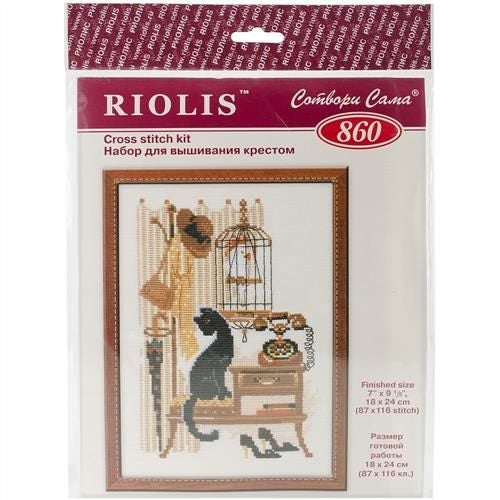 Riolis Cat with Telephone - Cross Stitch Kit Carousel 2