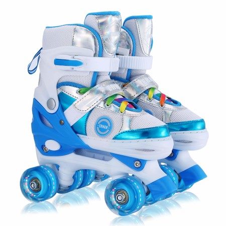 Kids Teens Roller Skates Adjustable 4 Sizes 4 Light Up Wheels For Size33-37 Col. Carousel 1