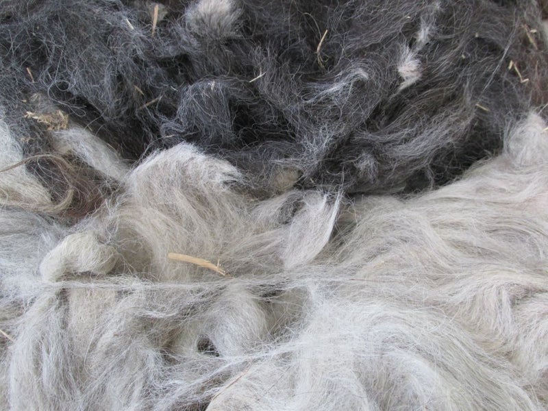 Llama Fleece #41, 1kg. White/appy mix of dark brown, brown and grey Carousel 1