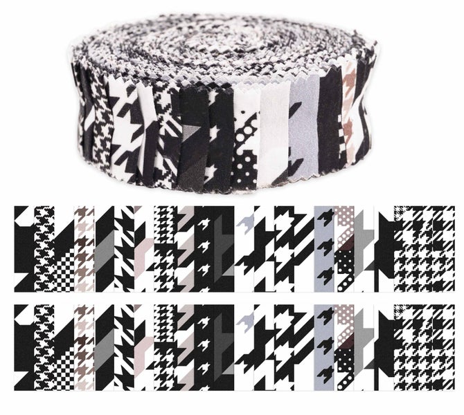 Soimoi 40Pcs Houndstooth Print Cotton Precut Fabrics For Quilting Craft Strips Carousel 1