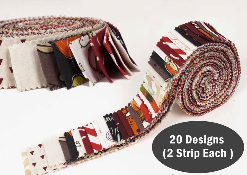 Soimoi 40Pcs Autumn Fall Theme Print Cotton Precut Fabrics For Quilting Craft Carousel 8
