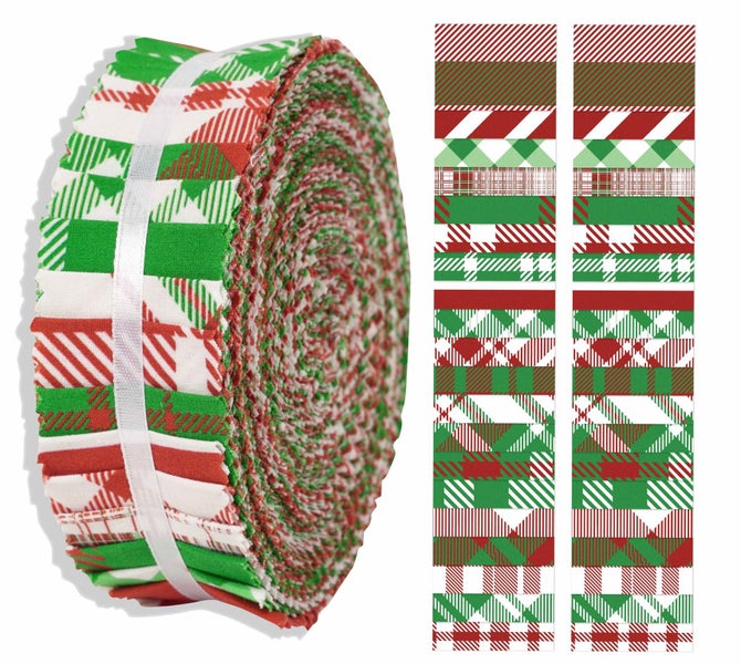 Soimoi 40Pcs Christmas Checks Print Cotton Precut Fabrics For Quilting Craft Carousel 1