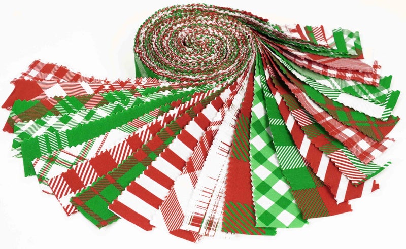 Soimoi 40Pcs Christmas Checks Print Cotton Precut Fabrics For Quilting Craft Carousel 2