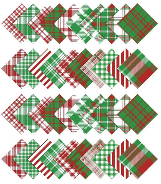Soimoi 40Pcs Christmas Checks Print Cotton Precut Fabrics For Quilting Craft Carousel 8