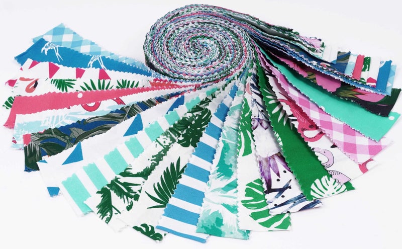 Soimoi 40Pcs Tropical Theme Flamingo Print Cotton Precut Fabrics For Quilting Carousel 2