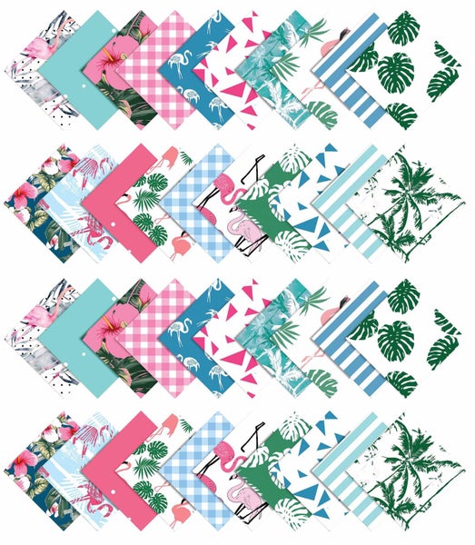 Soimoi 40Pcs Tropical Theme Flamingo Print Cotton Precut Fabrics For Quilting Carousel 8