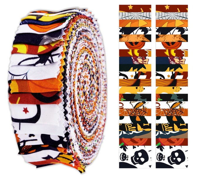Soimoi 40Pcs Halloween Print Cotton Precut Fabrics For Quilting Craft Strips Carousel 1