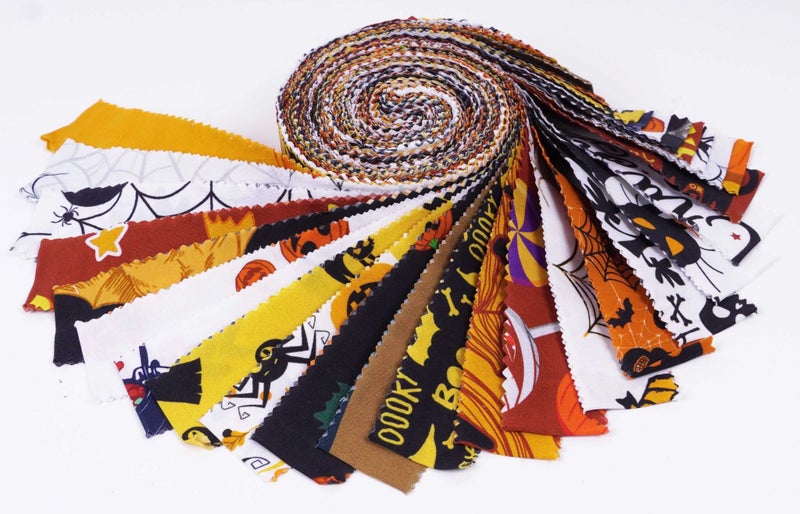 Soimoi 40Pcs Halloween Print Cotton Precut Fabrics For Quilting Craft Strips Carousel 2