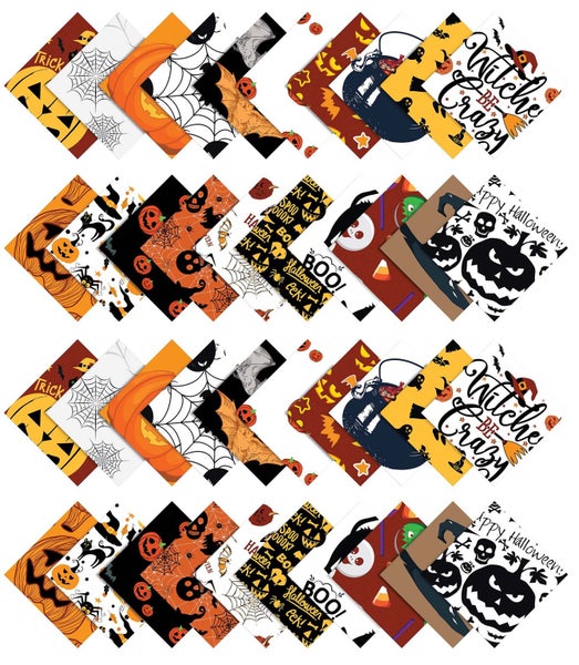 Soimoi 40Pcs Halloween Print Cotton Precut Fabrics For Quilting Craft Strips Carousel 8