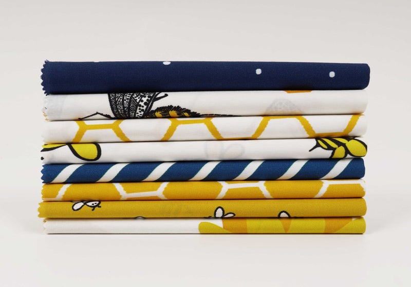 Soimoi 8 Pc Fat Quarter Bundle, Honey Bee & Sunflower Print 18"x 22" DIY Carousel 8