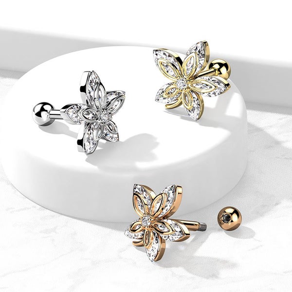 Marquise CZ Tragus Flower. Carousel 1