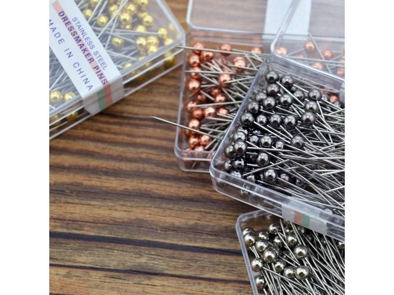 100pcs Colorful Round Pearl Head Dressmaking Pins Needles Stitch DIY Craft Carousel 2
