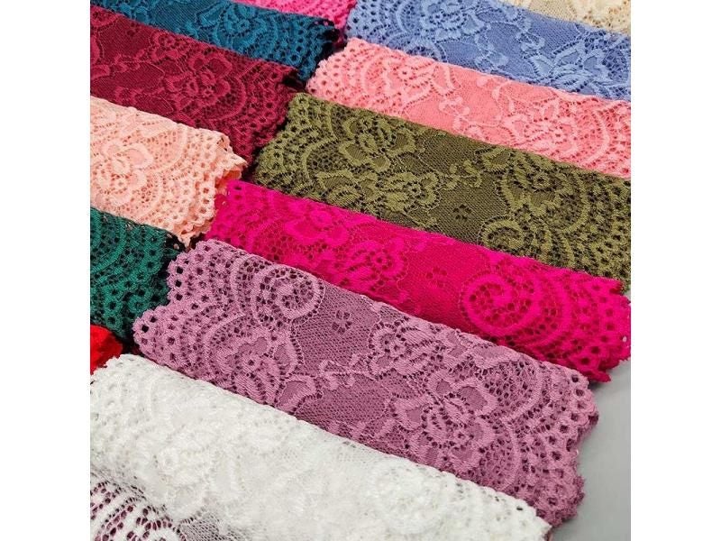 New 1Yard Flower Pattern 15CM Wide Elastic Lace Fabric Ribbon Lace Trim Ribbon Carousel 2