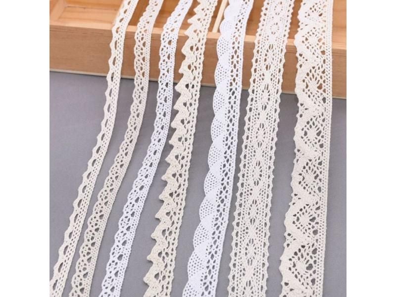 5/10Yards White Cotton Embroidered Lace Trim Ribbons Fabric DIY Handmade Craft Carousel 2