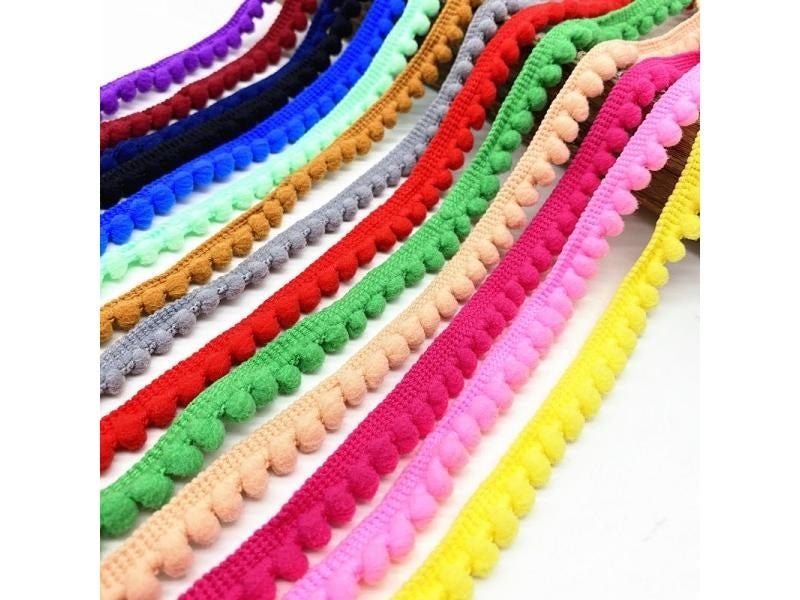 2 Yards Pom Pom Trim Ball 11 Mm Pompom Fringe Ribbon Sewing Lace Kintted Fabric Carousel 2