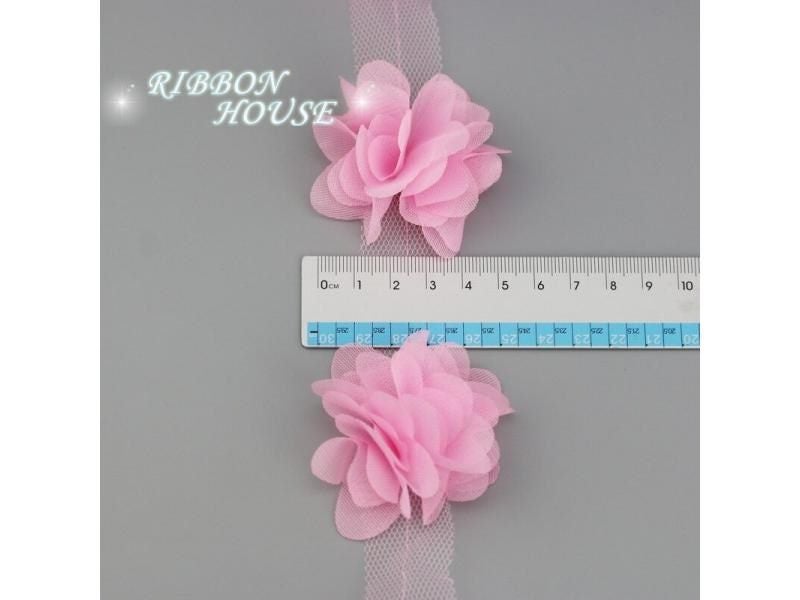 (60 Pieces/lot) Pink Petal Chiffon Lace Fabric Webbing Decoration Love Gift Carousel 2