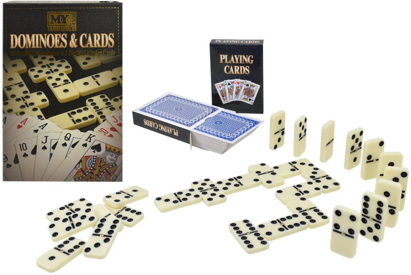 28pc Double Six Dominoes & 2 Pack Playing Cards Carousel 1