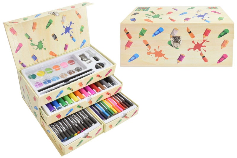 54pc Art Set In Carry Box With Drawers Carousel 1