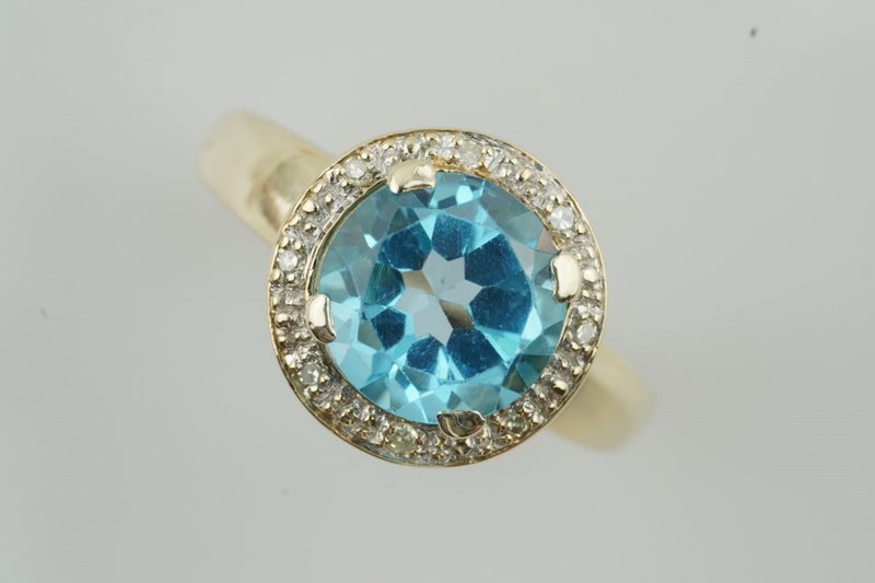 Natural Blue Topaz & Diamond Engagement Ring 9ct Carousel 2