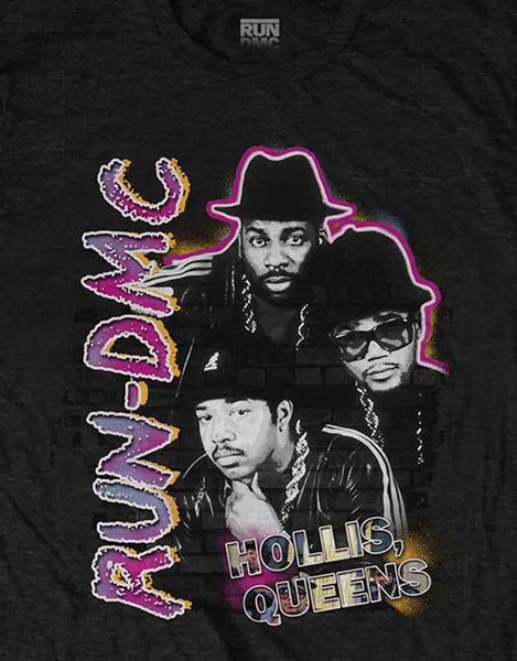 Run DMC T Shirt Hollis Queens Homage Logo new Official Mens Black Carousel 3