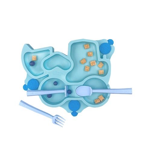 CONSTRUCTIVE BABY PLATE & CUTLERY SET - TEAL Carousel 1