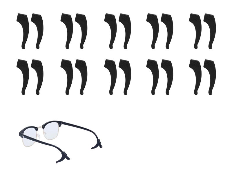 10 Pairs Silicone Anti-Slip Eyeglass Ear Hook Eyeglass Temple Tips Black Carousel 1