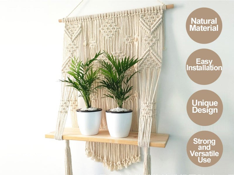 Bohemian Style Macrame Wall Hanging Shelf Carousel 1