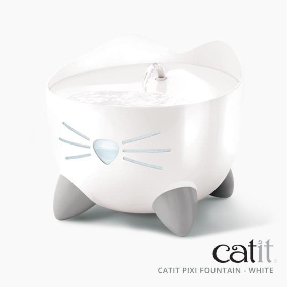 Catit Pixi Cat Water Drinking Fountain White Carousel 1