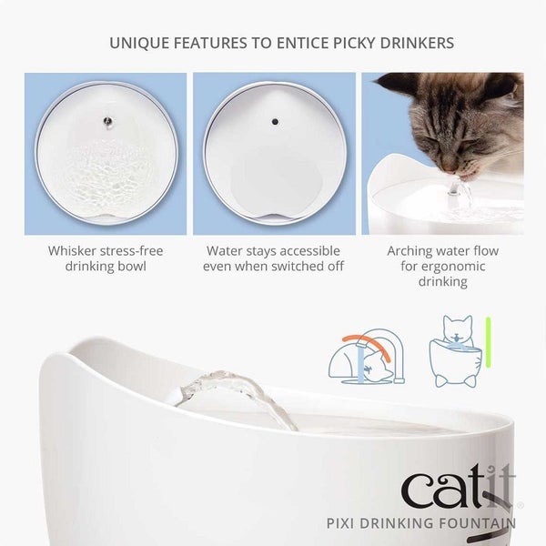Catit Pixi Cat Water Drinking Fountain White Carousel 3