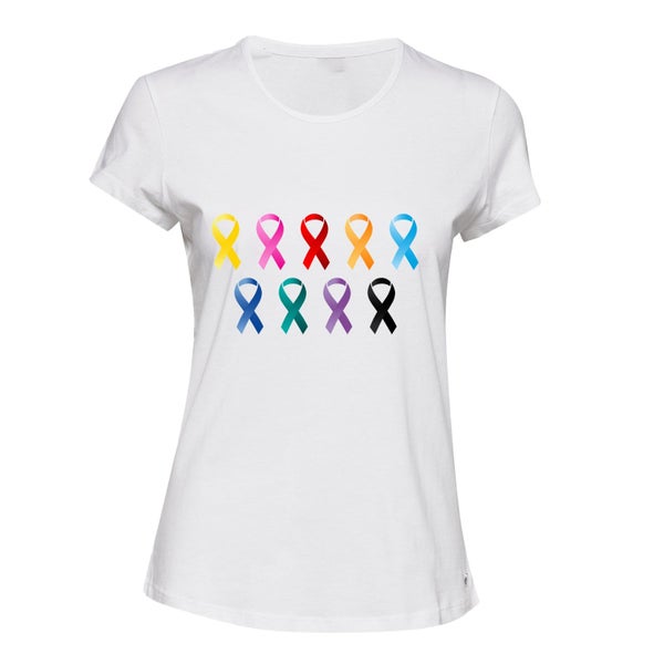 Cancer HIV AIDS Support Awareness Ribbon Symbol Ladies Women T Shirt Tee Top Carousel 1