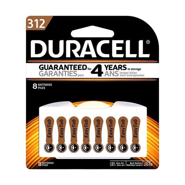 Duracell Hearing Aid 312 Battery Pack of 8 Carousel 1