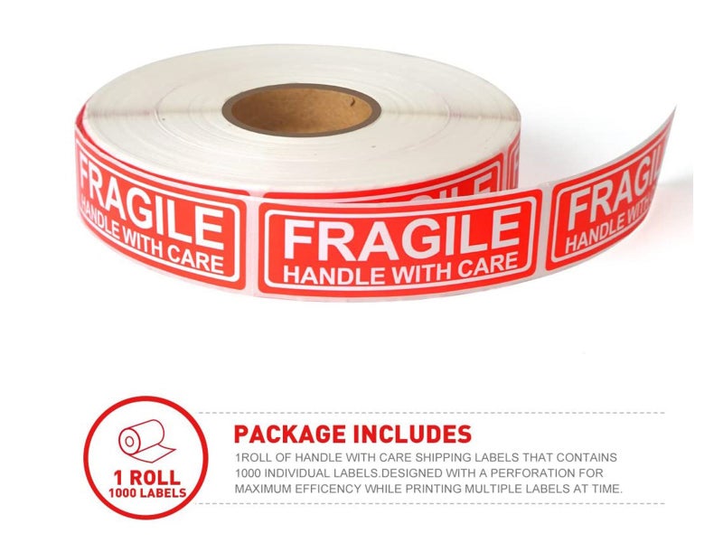 1000Pcs Fragile Stickers Warning Shipping Label Stickers Rolll (B02)63617603206401111