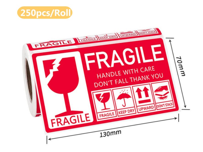 Fragile Labels Large 130mm*70mm 250labels/rolls (B03)62939540390146113