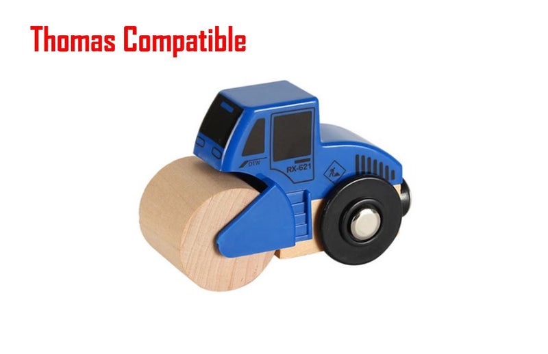 PTN Road Roller Truck Thomas Compatible Wooden Kids Educational Toy Train Car Carousel 1
