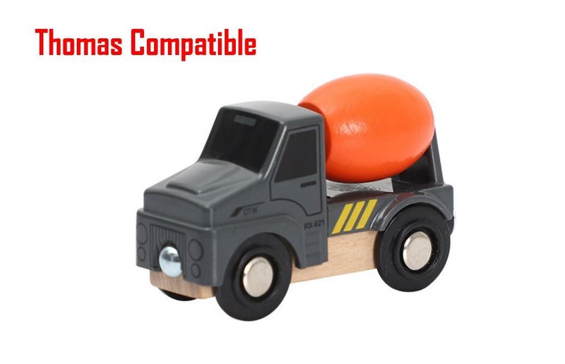 PTN Cerment Mixer Truck Thomas Compatible Wooden Kids Educational Toy Train Car Carousel 1