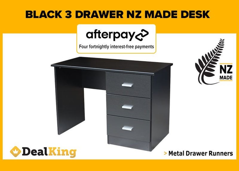 • BLACK FULLY ASSEMBLED NZ MADE 3 DRAWER DESK $459 FREE DELIVERY • Carousel 1