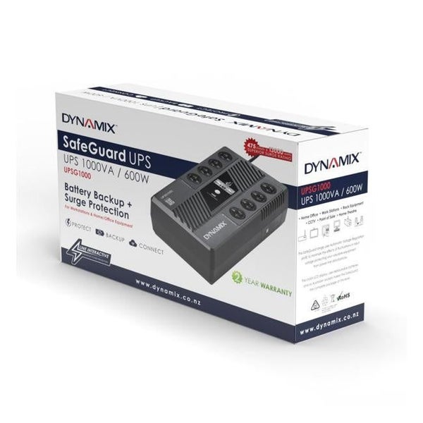 Dynamix Safeguard 1000Va/600W Line Interactive Ups, 4 X Nz Carousel 3